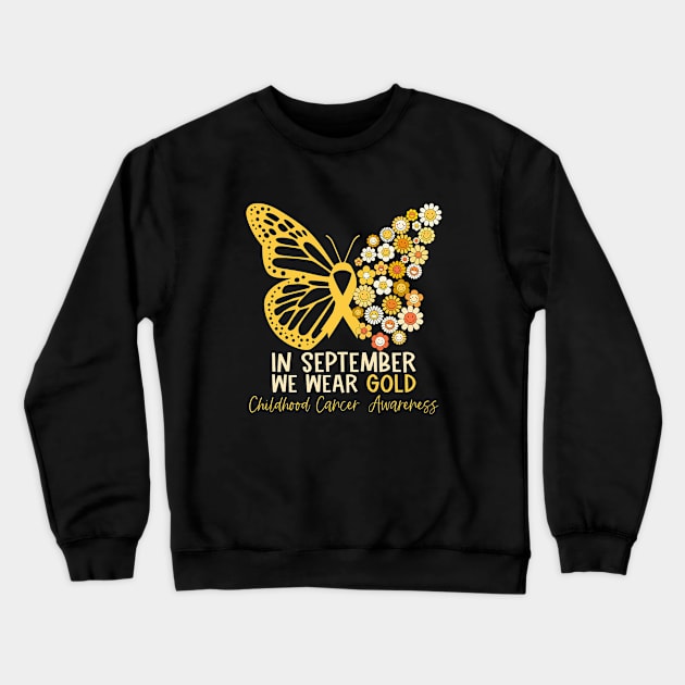 In September We Wear Yellow Butterfly Ribbon Flowers Crewneck Sweatshirt by everetto